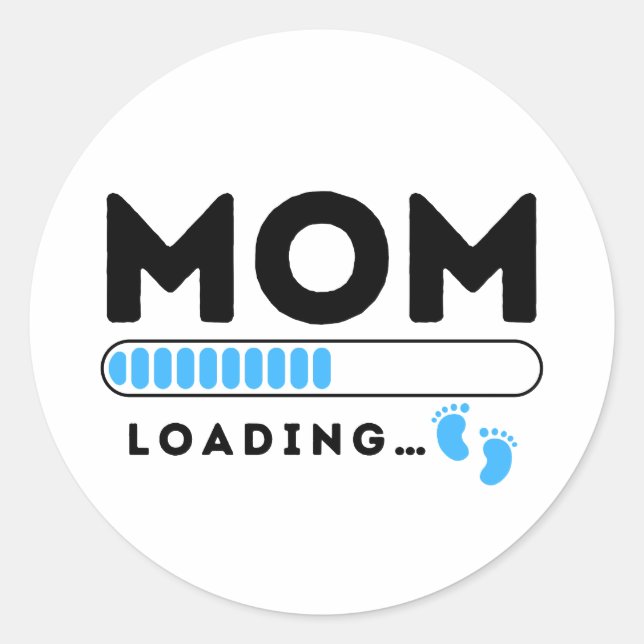 Sticker Rond Maman Chargement bébé garçon bleu Bientôt être mam (Devant)