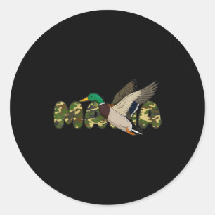 Sticker Rond Maman chassant canard colvert maman camouflage fêt
