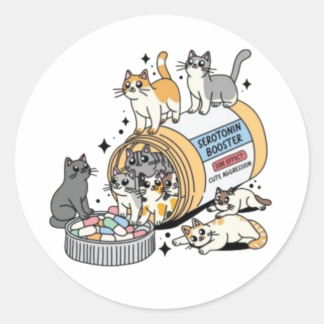 Sticker Rond maman chat (Devant)