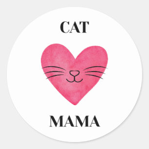 Sticker Rond Maman Chat Mignon