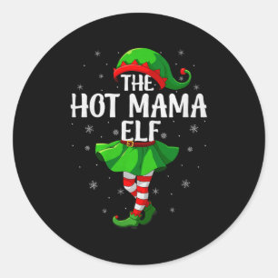 Sticker Rond Maman chère Elfe Noël Filles Femmes Elfe Équipe Xm