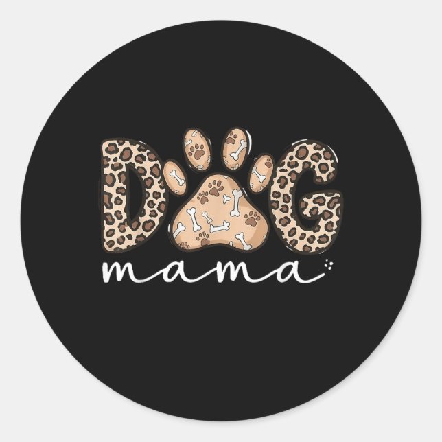 Sticker Rond Maman Chien Empreinte De Patte Mignonne Léopard De (Devant)