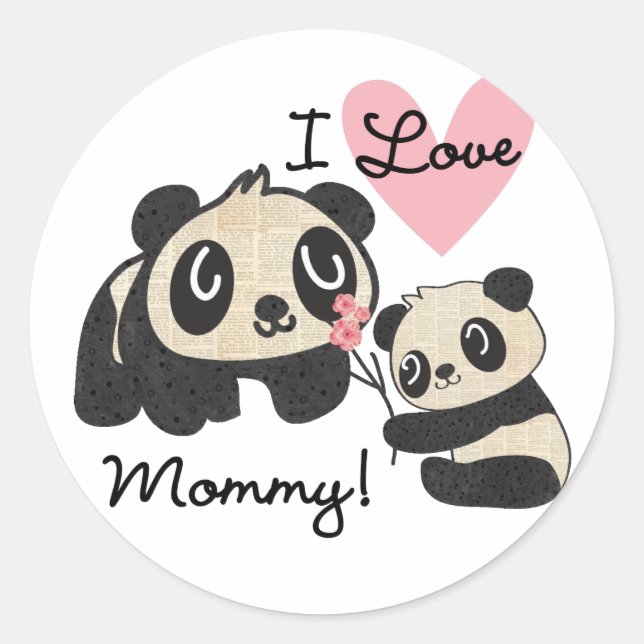 Sticker Rond Maman d'amour des pandas I (Devant)