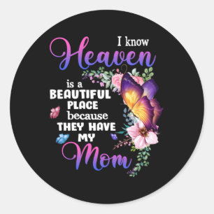 Sticker Rond Maman Dans Le Ciel Papillon Violet Perte De Maman