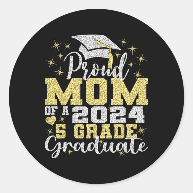 Sticker Rond Maman De 5E Année Diplômée 2024 Primaire (Devant)