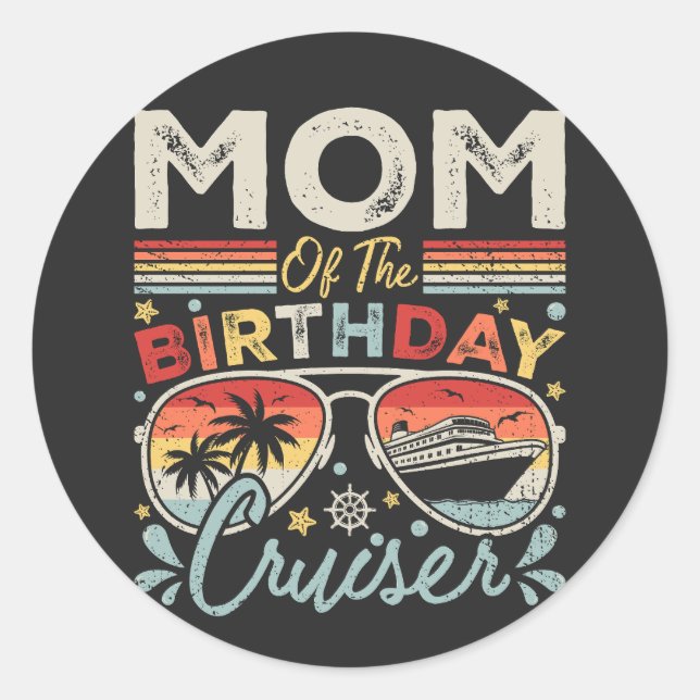 Sticker Rond Maman de Anniversaire Cruiser Vacation (Devant)