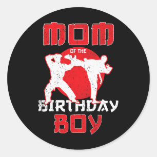 Sticker Rond Maman De Anniversaire Karate Taekwondo Boy Martial