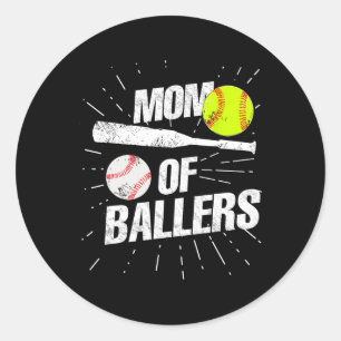 Sticker Rond Maman De Ballers Drôle Baseball Softball Jeu Mère