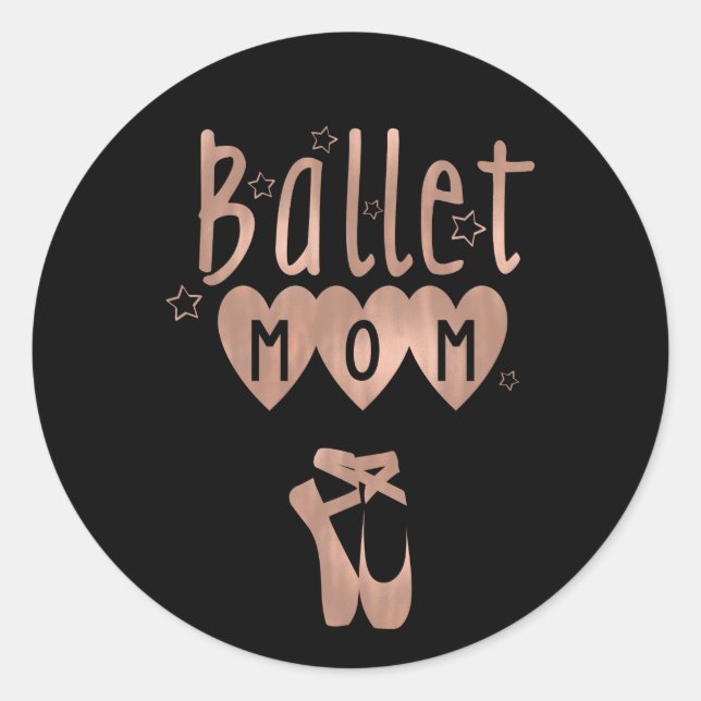 Sticker Rond Maman de ballet Rose Gold Étoiles & Cœurs (Devant)