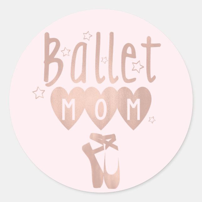 Sticker Rond Maman de ballet Rose Gold étoiles & coeurs (Devant)