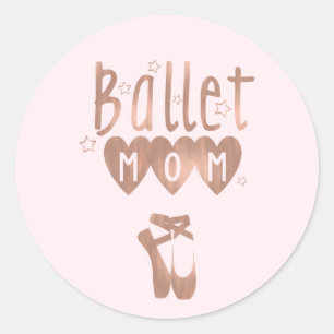 Sticker Rond Maman de ballet Rose Gold Stars & Cœurs