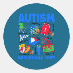 Sticker Rond Maman de basket-ball autiste maman sensibilisation