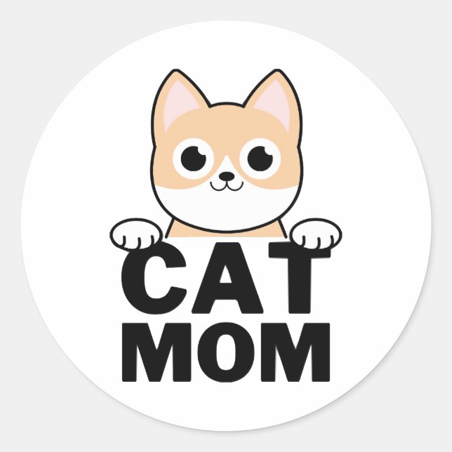 Sticker Rond Maman de chat drôle (Devant)