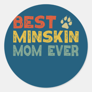 Sticker Rond Maman de chat Minskin Propriétaire Éleveur Amoureu