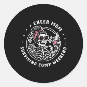 Sticker Rond Maman de cheerleader survivant le week-end de comp