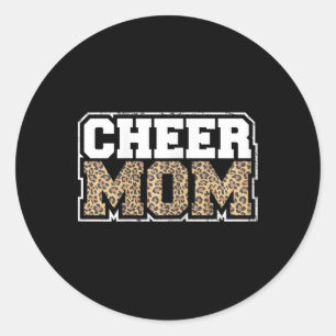 Sticker Rond Maman de Cheerleading Drôle Imprimé Léopard Guépar