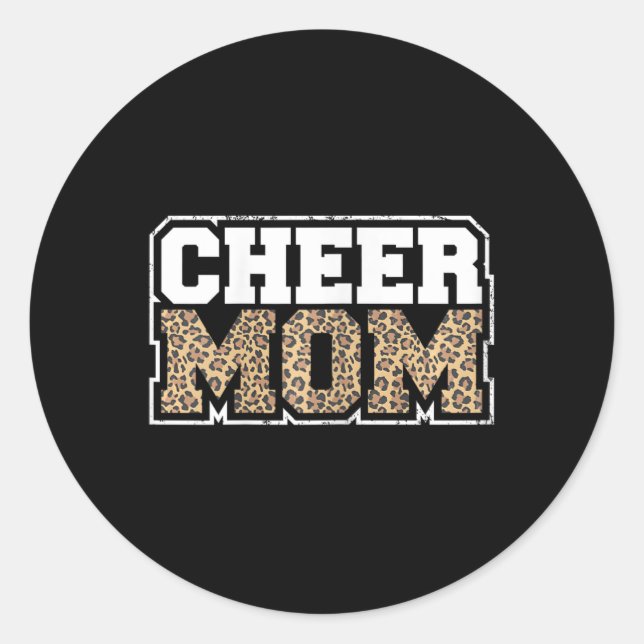 Sticker Rond Maman de Cheerleading Drôle Imprimé Léopard Guépar (Devant)