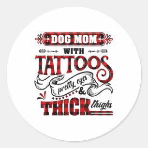 Sticker Rond Maman De Chien Avec Des Tatouages De Jolies Yeux E