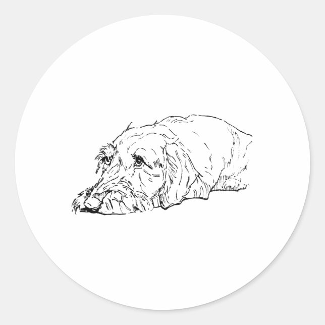 Sticker Rond Maman de chien, teckel à poil dur - Mignon (Devant)