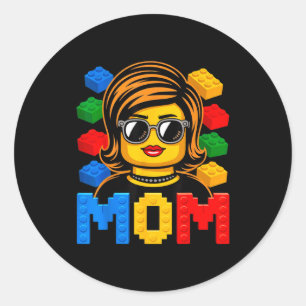 Sticker Rond Maman de famille maître constructeur construisant