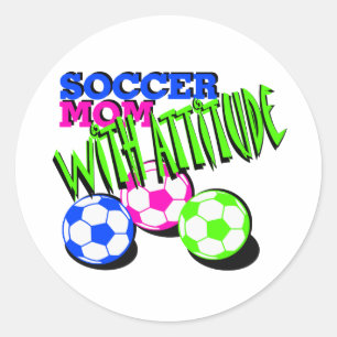 Sticker Rond Maman de football avec attitude
