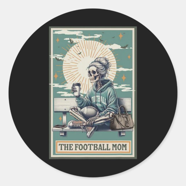 Sticker Rond Maman de football Skeleton Tarot Card Ballpark Mam (Devant)