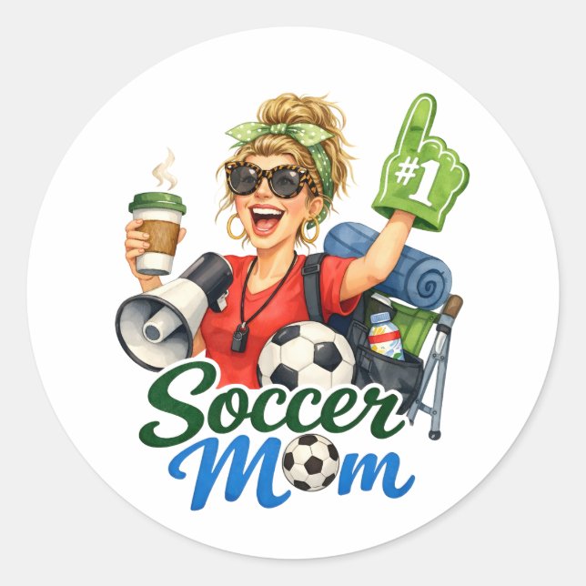 Sticker Rond Maman de footballeur drôle  (Devant)