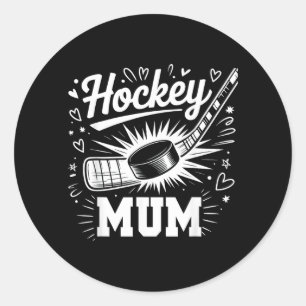 Sticker Rond Maman de hockey cœur famille fête des mères amateu