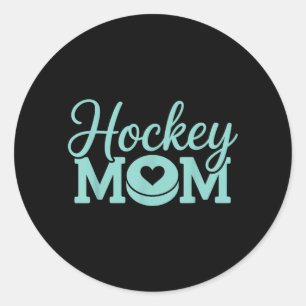 Sticker Rond Maman de hockey femme joueuse de hockey sur glace