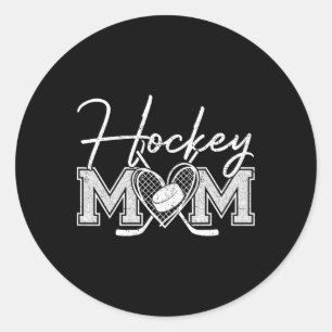 Sticker Rond Maman de hockey jour de match Maman de hockey sur
