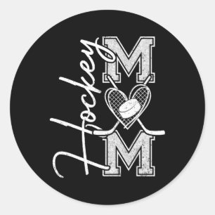 Sticker Rond Maman de hockey jour de match Maman de hockey sur