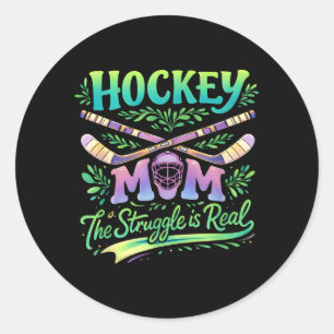 Sticker Rond Maman de hockey La lutte est réelle Esprit d'équip