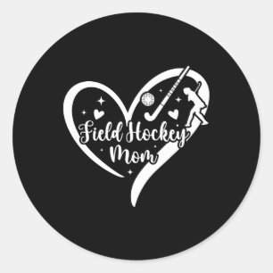 Sticker Rond Maman de hockey sur gazon Cœur Maman d'un joueur d