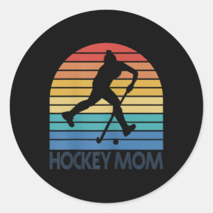 Sticker Rond Maman de hockey sur gazon Femme Rétro Vintage Couc