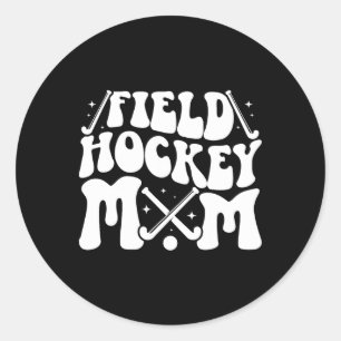 Sticker Rond Maman de hockey sur gazon Maman groovy d'un joueur