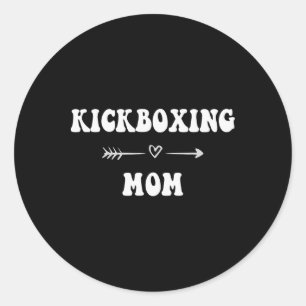 Sticker Rond Maman de kickboxing Art martial Maman de sport élé