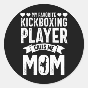 Sticker Rond Maman de kickboxing maman drôle arts martiaux kara