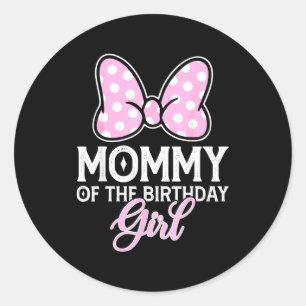 Sticker Rond Maman de la fille d'anniversaire joli noeud rose f
