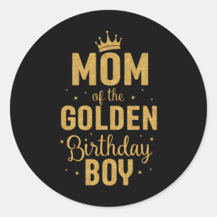 Sticker Rond Maman De L'Anniversaire D'Or Famille De Garçon Qui