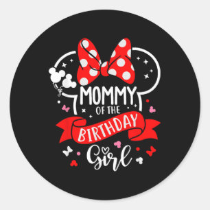 Sticker Rond Maman De L'Anniversaire Fille Matchi Famille Rose