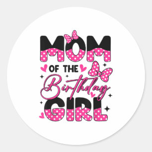Sticker Rond Maman De L'Anniversaire Fille Rose Famille Fille A