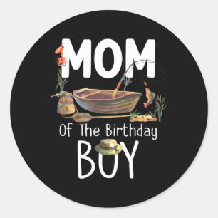Sticker Rond Maman De L'Anniversaire Garçon Pêche Anniversaire