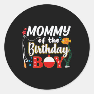 Sticker Rond Maman De L'Anniversaire Garçon Pêche Famille Corre