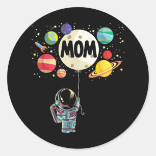 Sticker Rond Maman de l'astronaute spatial du garçon d'annivers