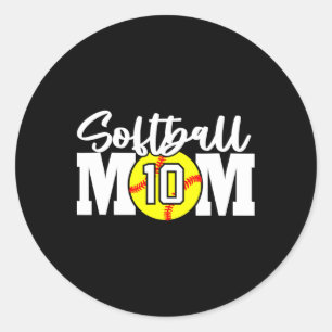 Sticker Rond Maman de softball numéro #10