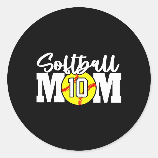 Sticker Rond Maman de softball numéro #10  (Devant)