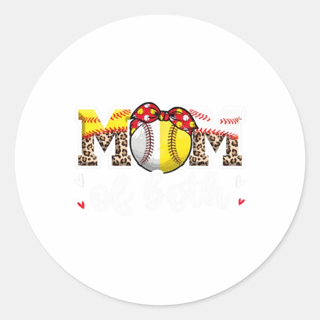 Sticker Rond Maman Des Deux Leopard Jeu Jour De Baseball Softba (Devant)