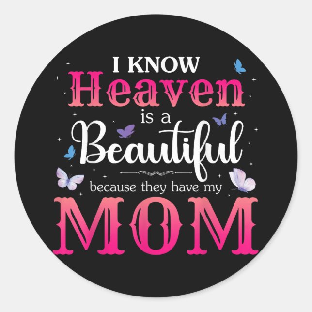 Sticker Rond Maman disparue dans Heaven Angel Memorial Day Mère (Devant)