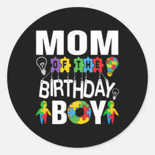 Sticker Rond Maman du garçon d'anniversaire Autisme