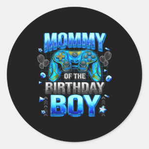 Sticker Rond Maman du garçon d'anniversaire Cool Gamer Drôle de